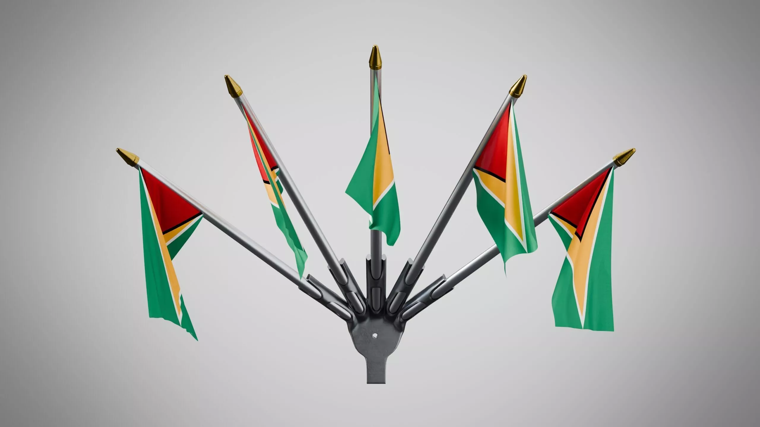 Wall Mount Flags 5 Of Guyana Low-poly 3D model