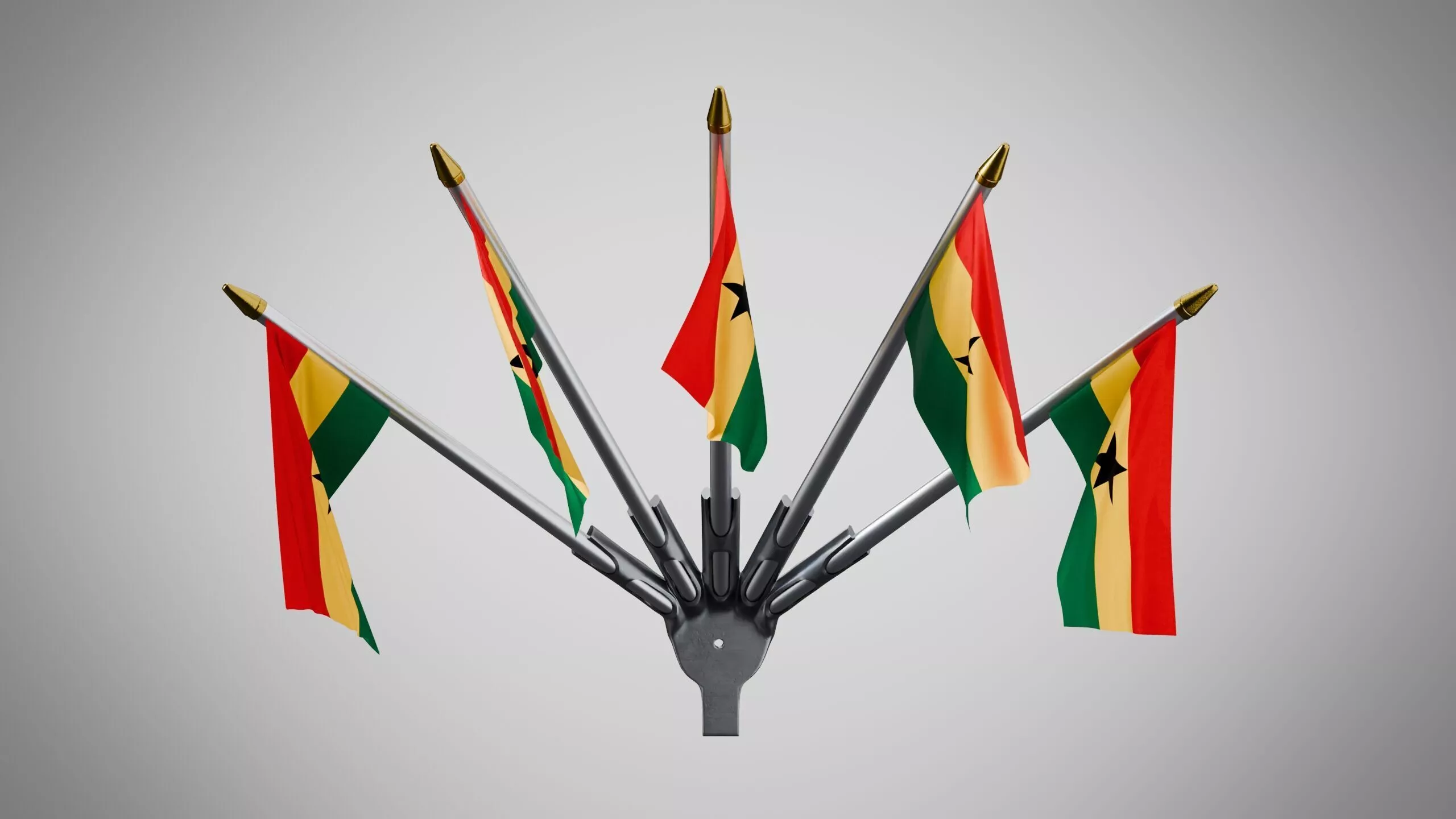 Wall Mount Flags 5 Of Ghana Low-poly 3D model