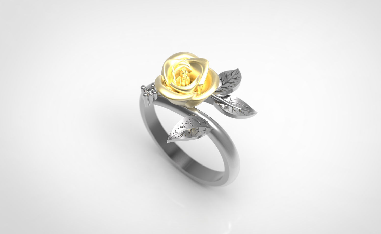 rose ring 3D print model_3