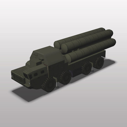 S-300 military vehicle with missiles Low-poly 3D model