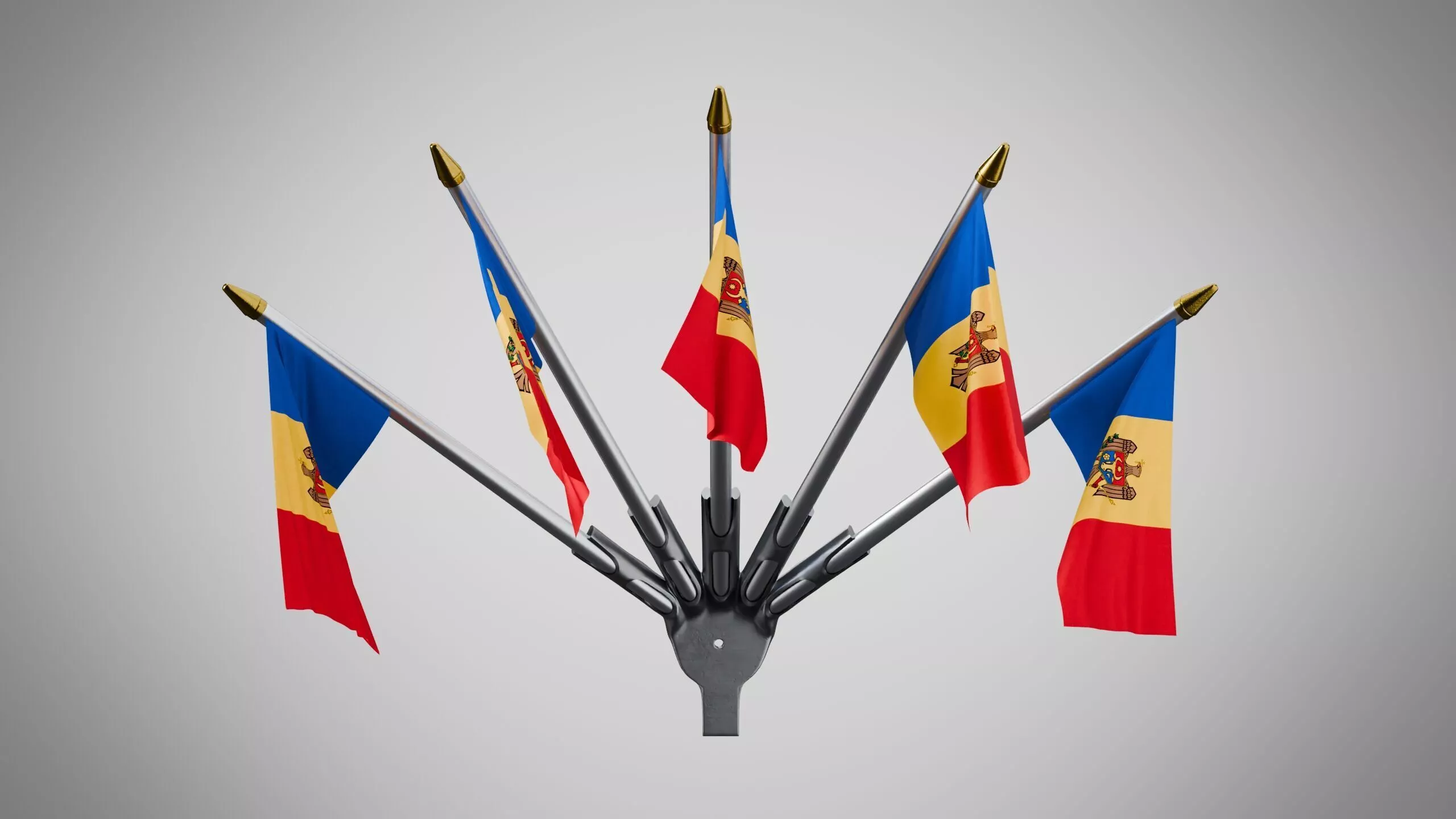 Wall Mount Flags 5 Of Moldova Low-poly 3D model