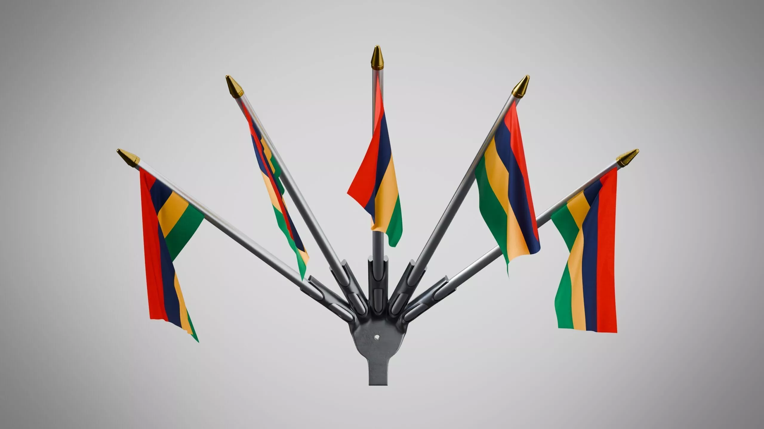 Wall Mount Flags 5 Of Mauritius Low-poly 3D model