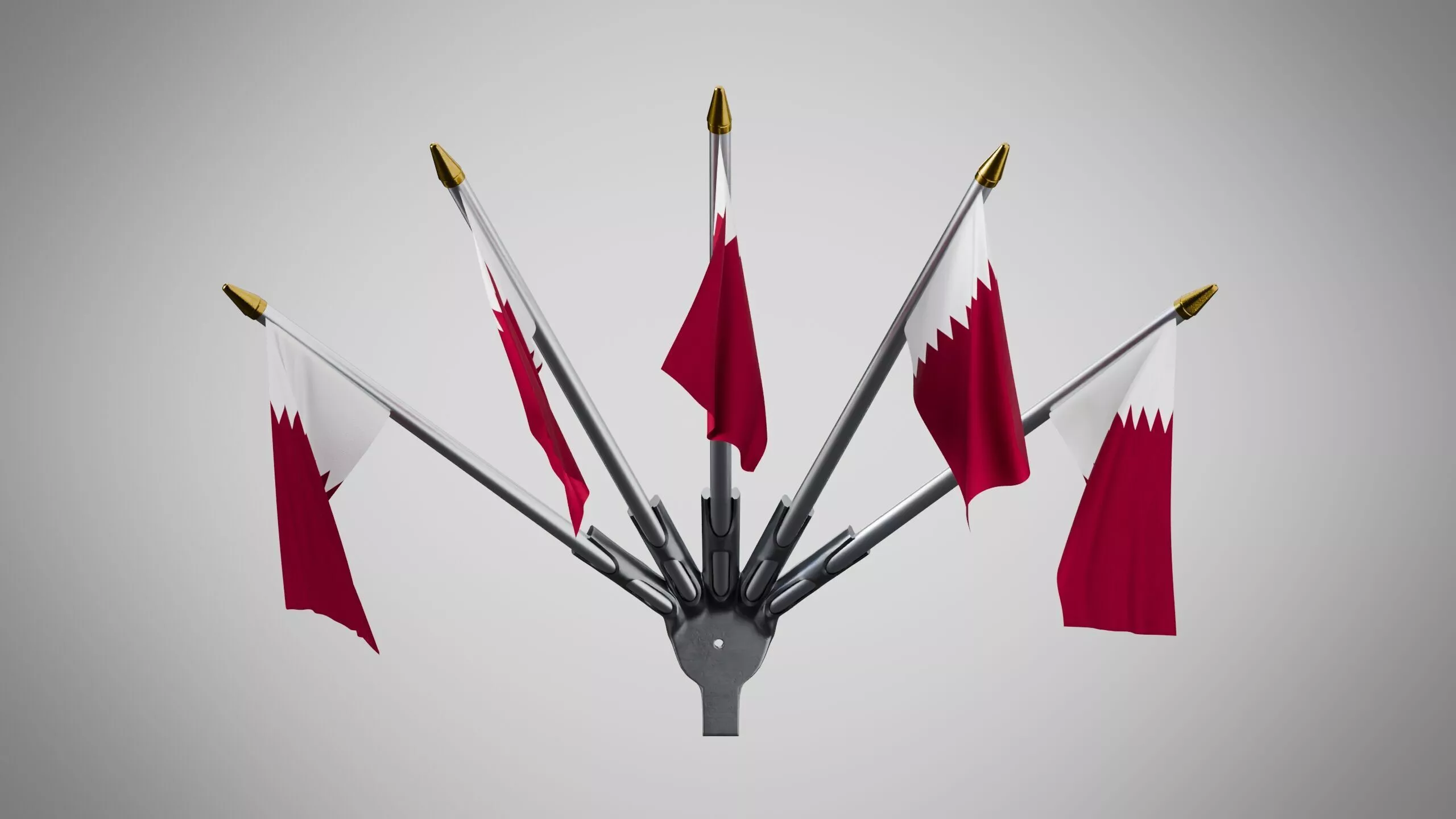Wall Mount Flags 5 Of Qatar Low-poly 3D model
