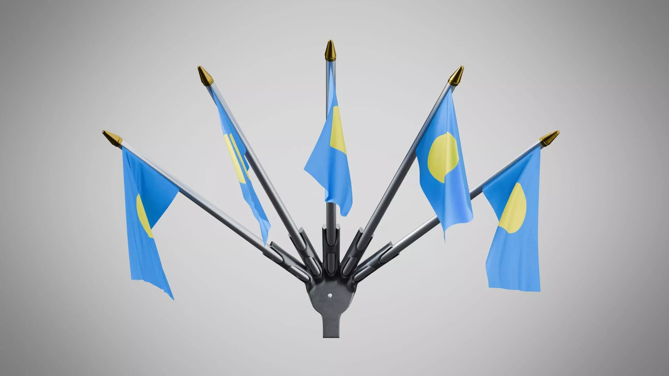 Wall Mount Flags 5 Of Palau Low-poly 3D model