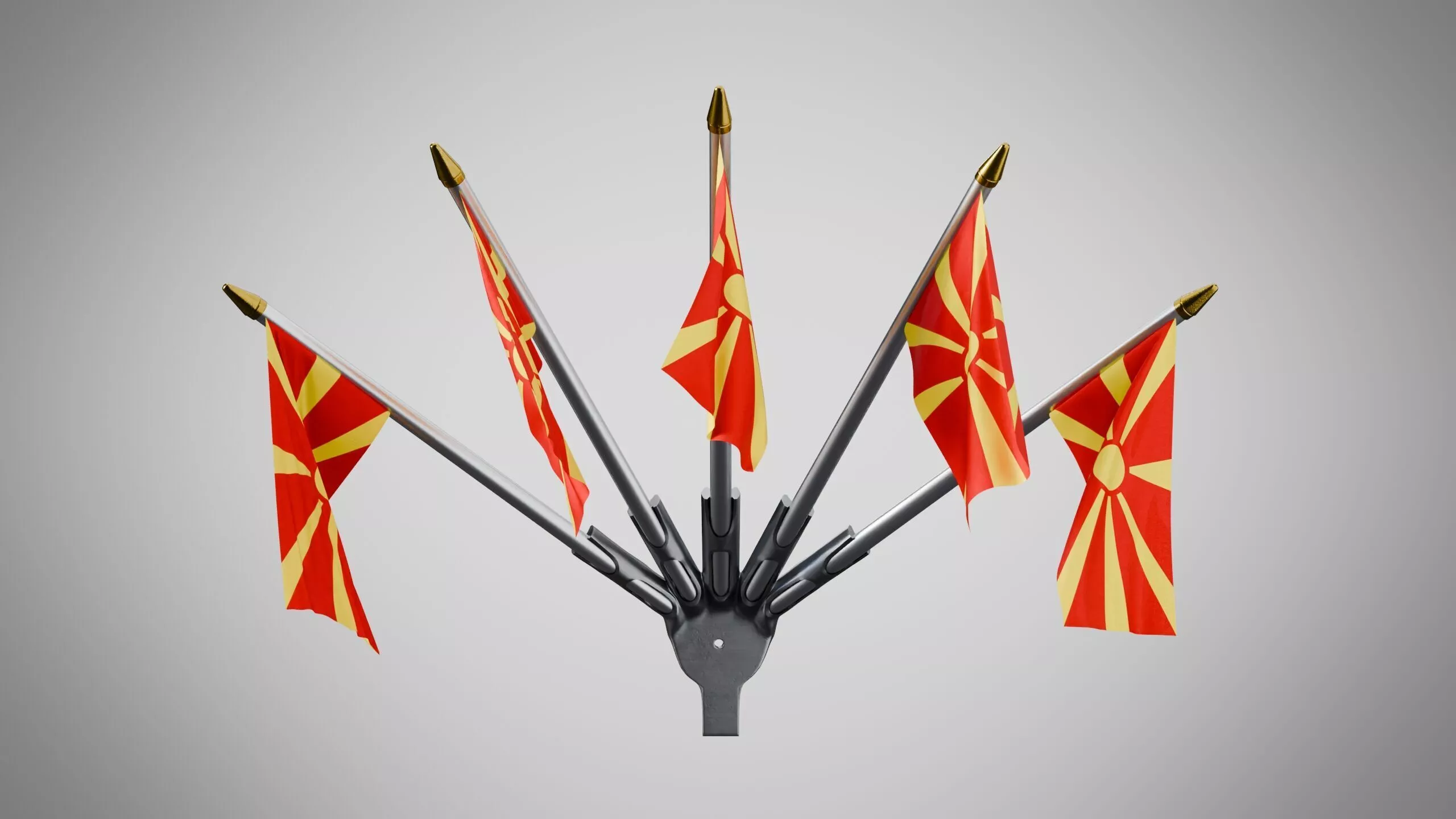 Wall Mount Flags 5 Of North Macedonia Low-poly 3D model