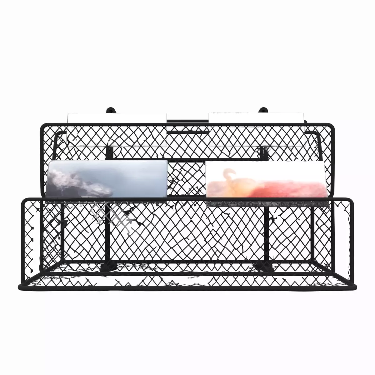 3D Wall-mounted Industrial Black Metal Wire Mesh Magazine 3D model