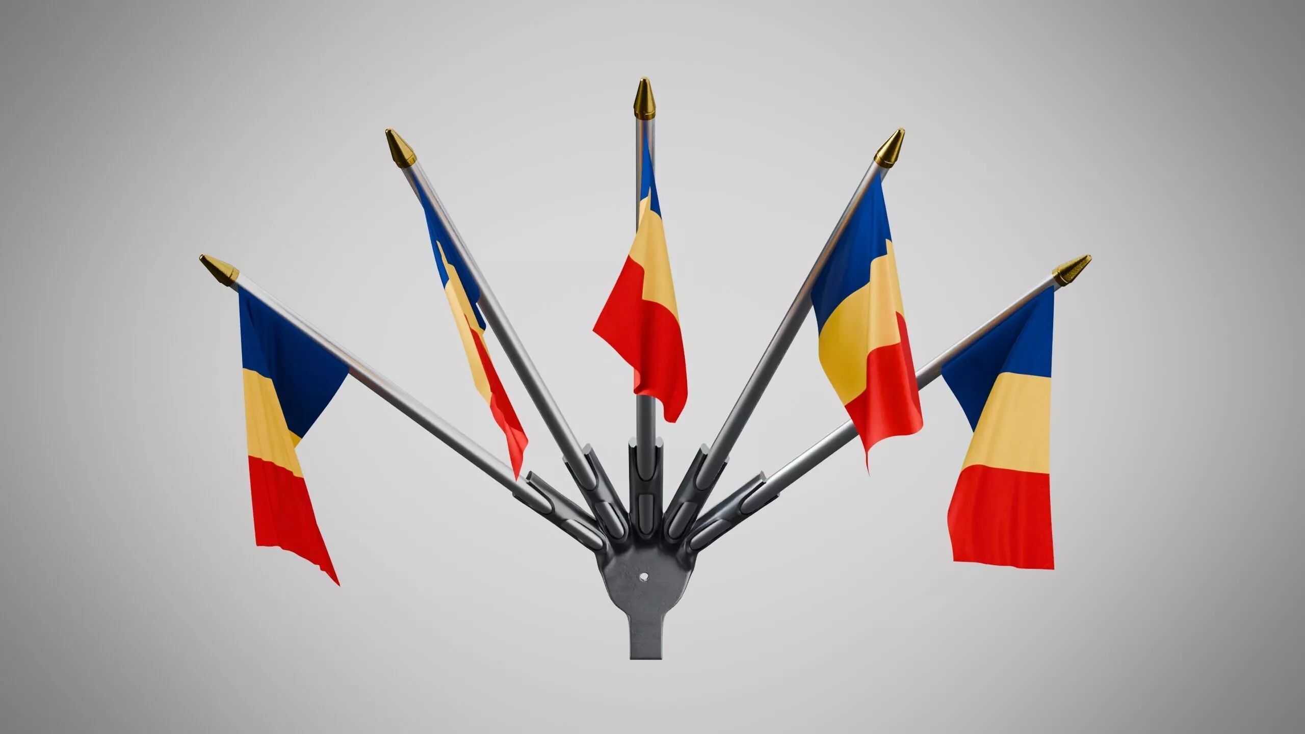Wall Mount Flags 5 Of Romania Low-poly 3D model