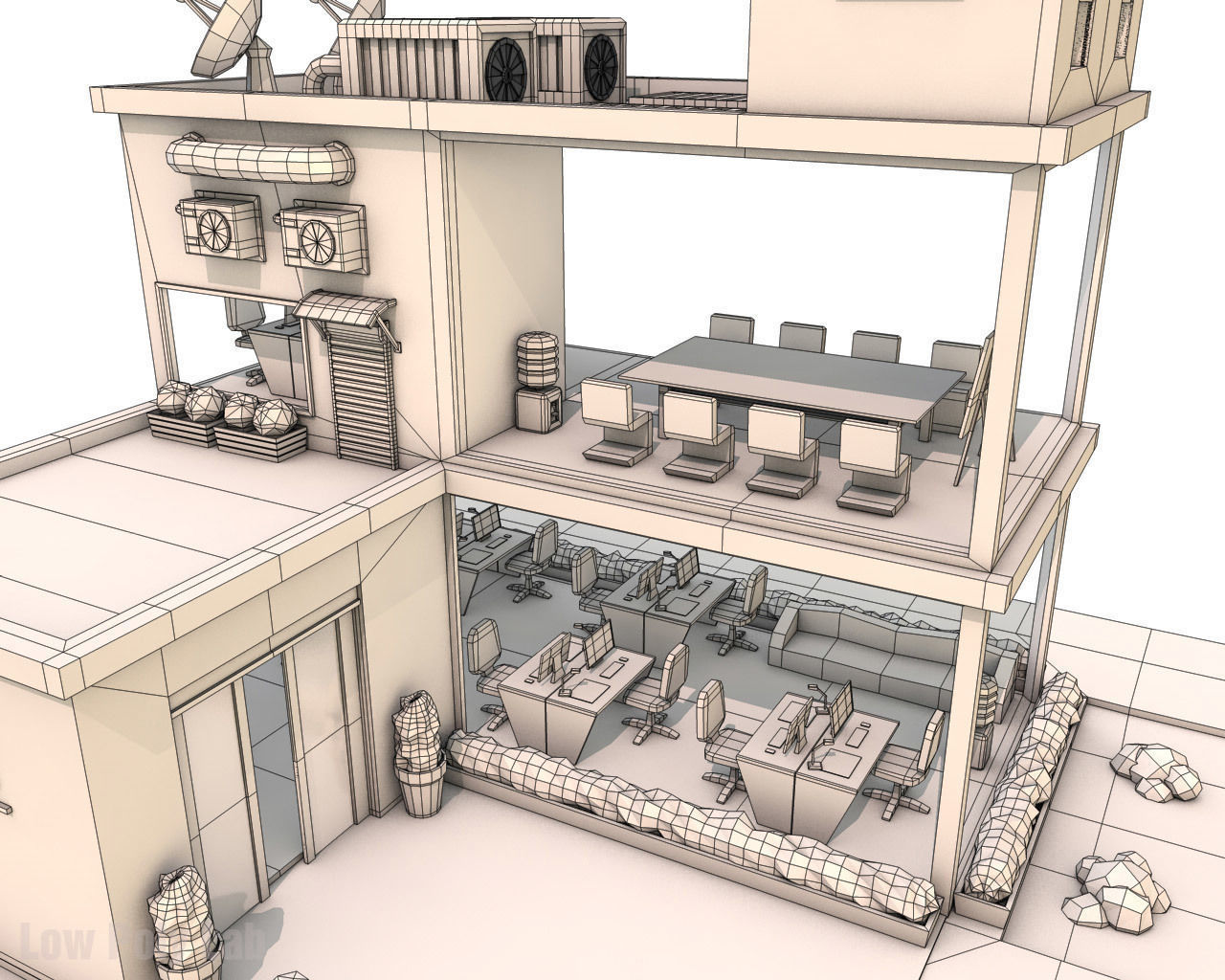 Cartoon City Office Low-poly 3D model_5