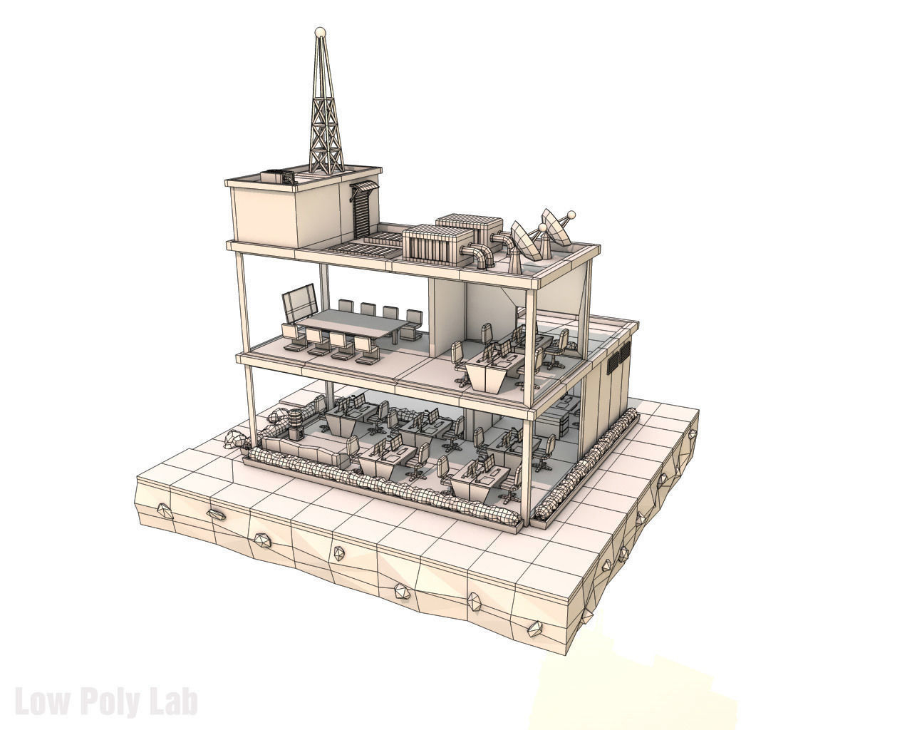 Cartoon City Office Low-poly 3D model_3