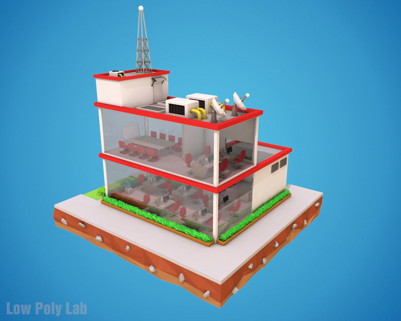 Cartoon City Office Low-poly 3D model_2