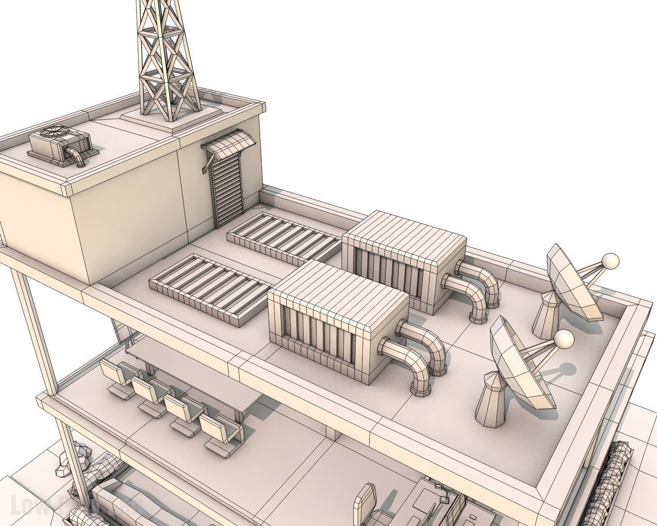 Cartoon City Office Low-poly 3D model_7