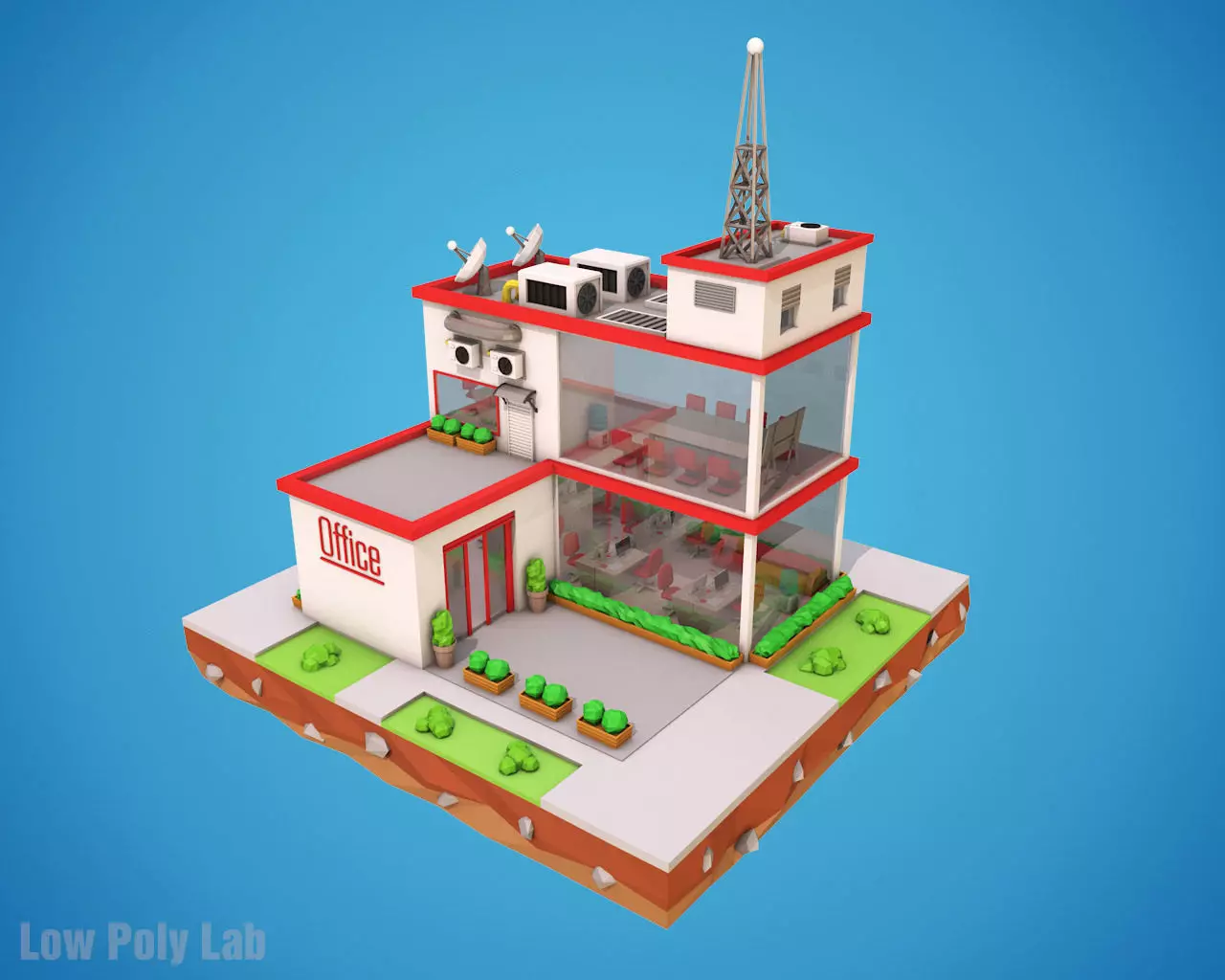 Cartoon City Office Low-poly 3D model_0