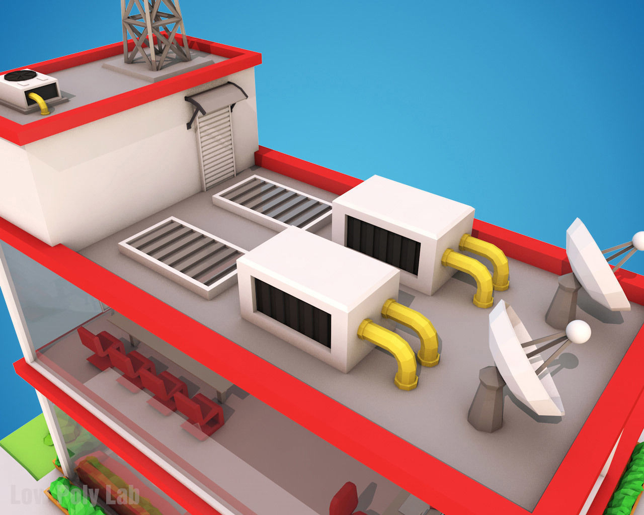 Cartoon City Office Low-poly 3D model_6