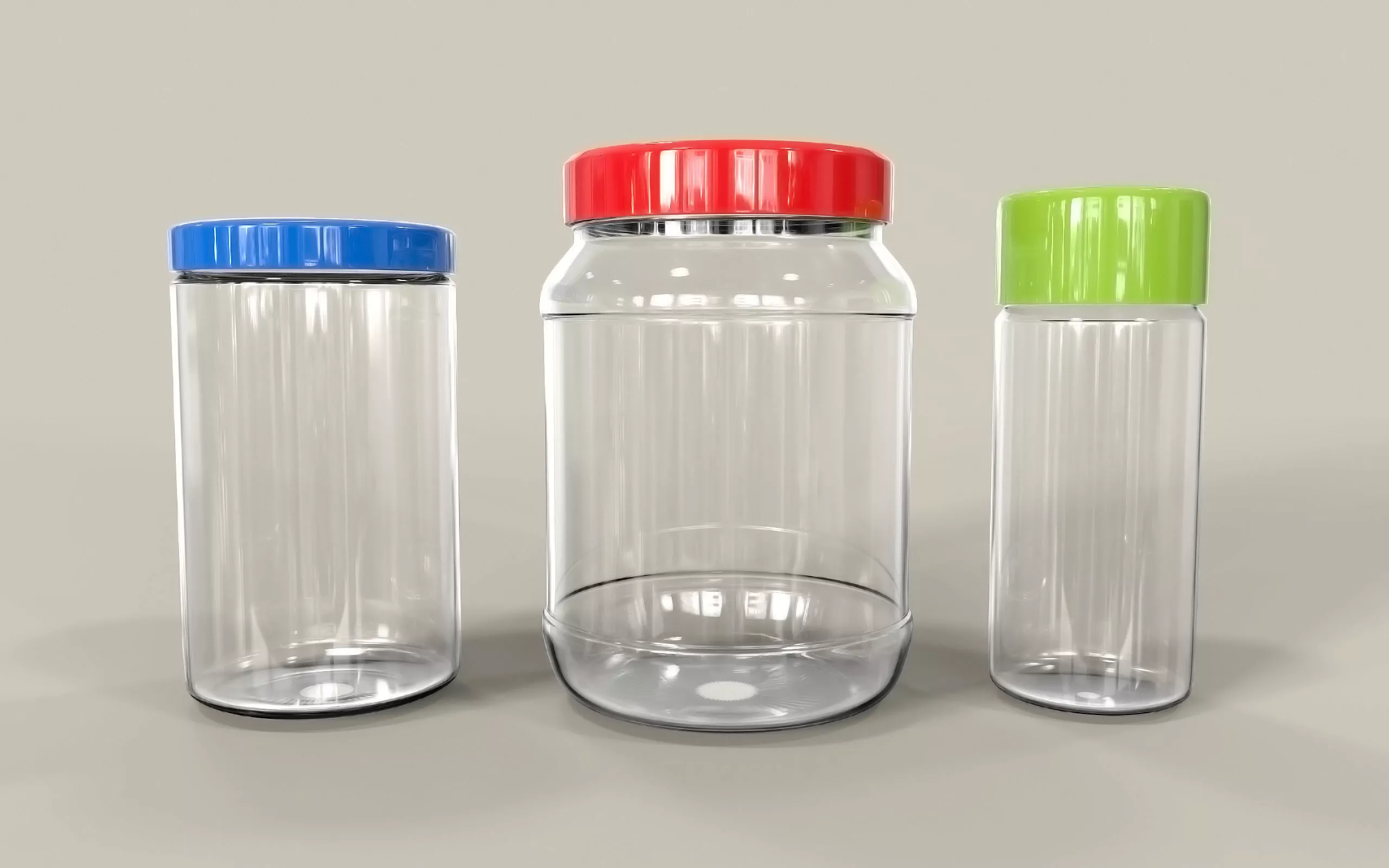 Jars Set three clear glass 3D model