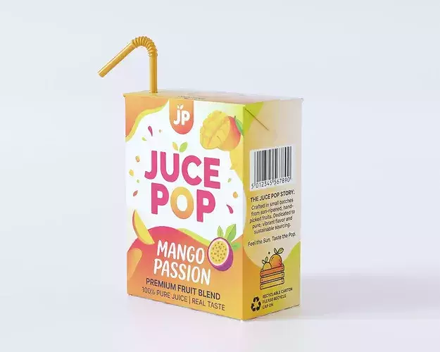 Juice Carton Box Packaging 3D model 4
