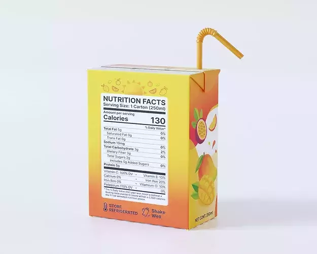 Juice Carton Box Packaging 3D model 5