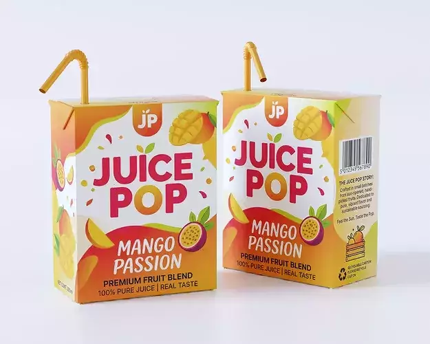 Juice Carton Box Packaging 3D model 3