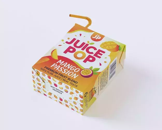 Juice Carton Box Packaging 3D model 6