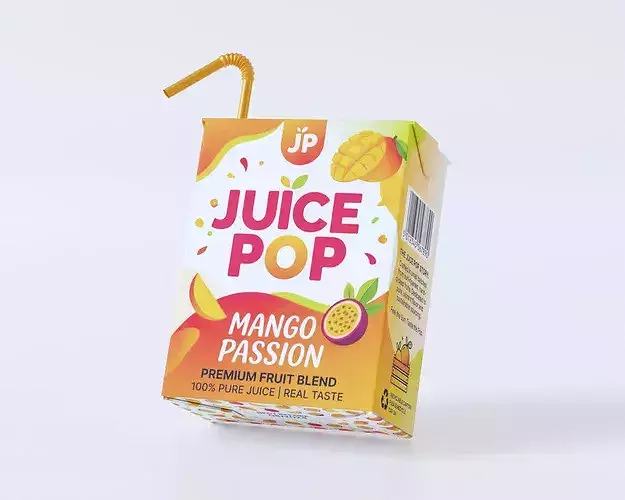 Juice Carton Box Packaging 3D model 2