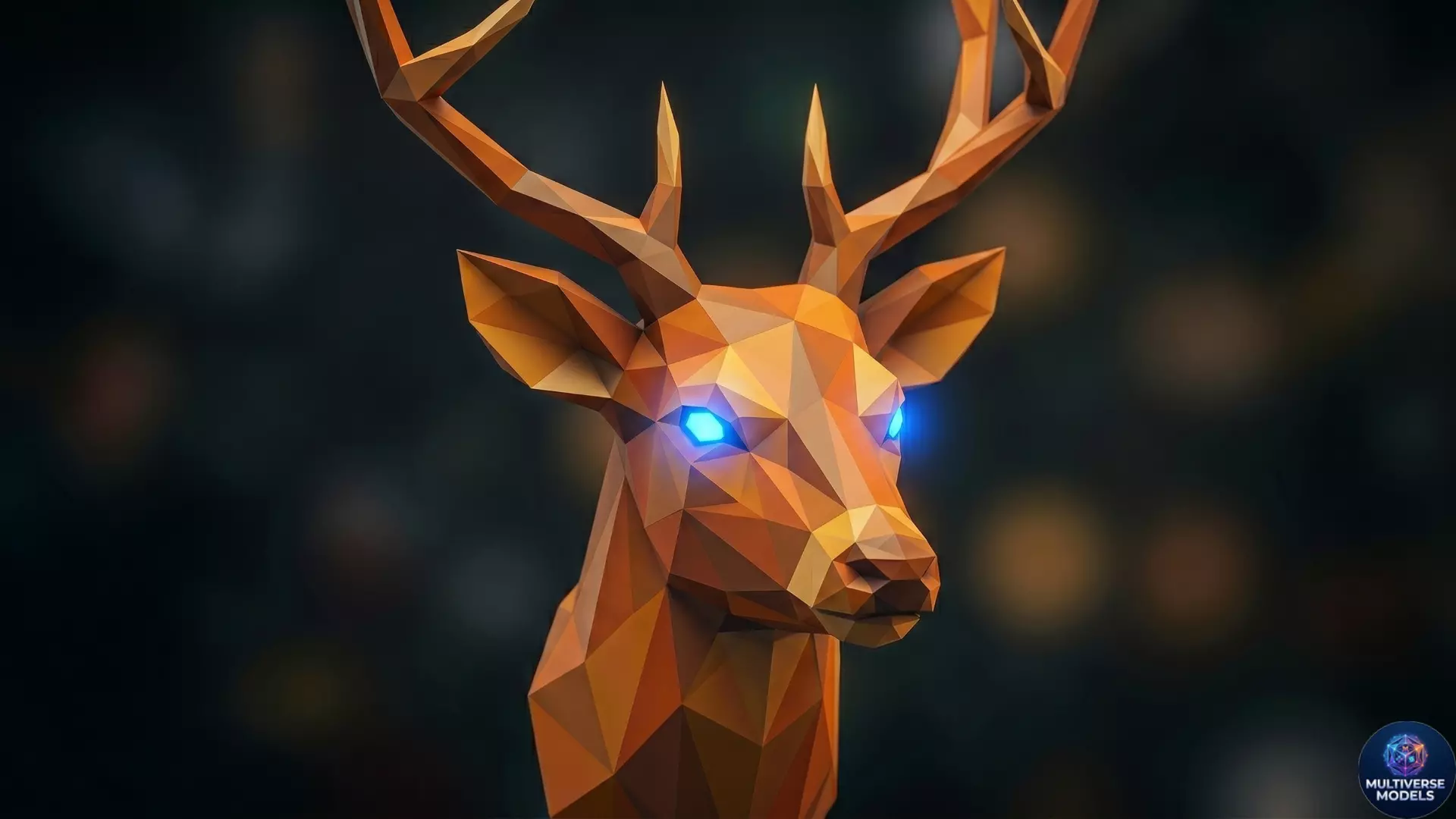 Low-Poly Deer Head Keychain 3D print model