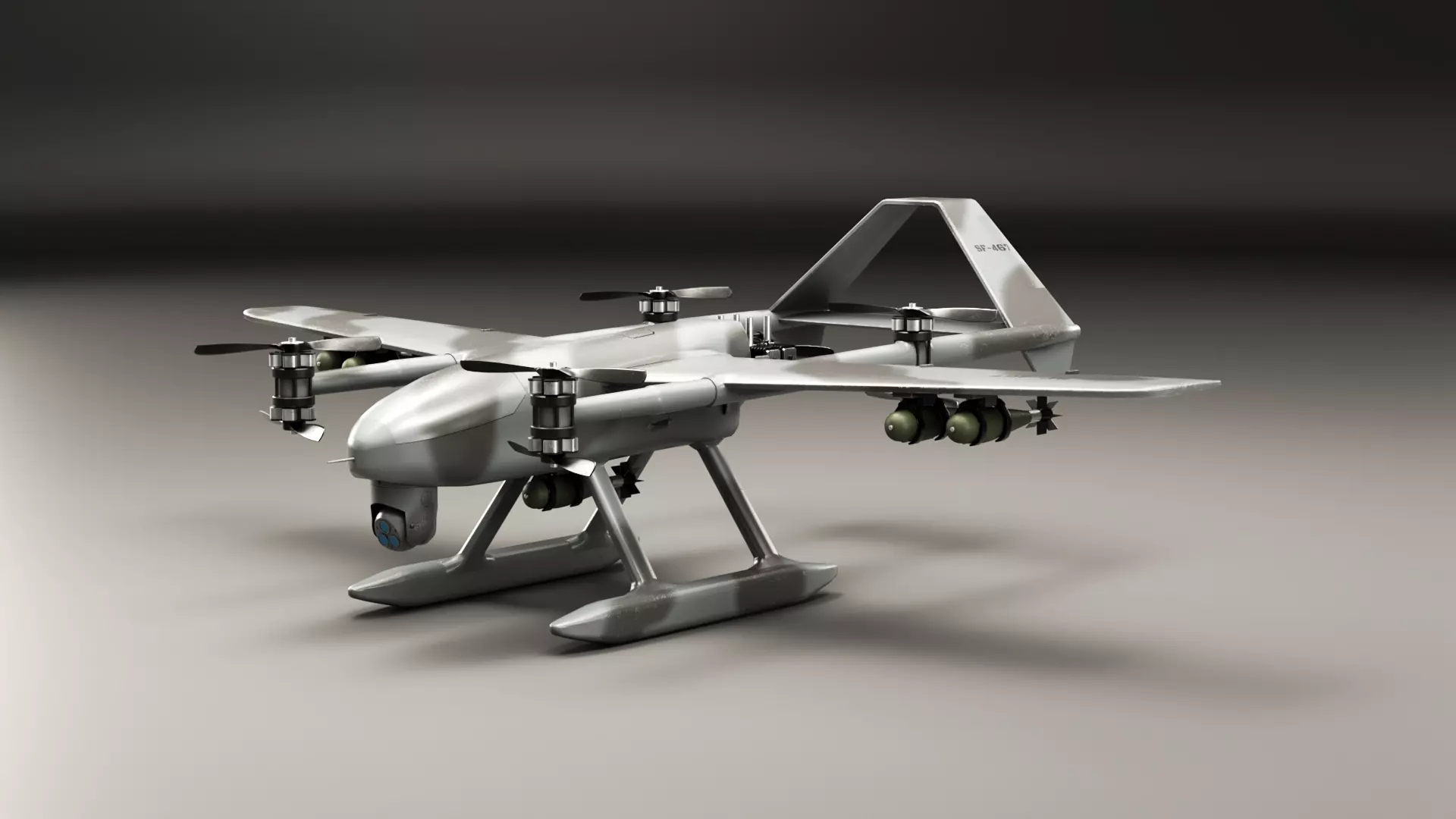 Military UAV - Armed Reconnaissance Drone Low-poly 3D model