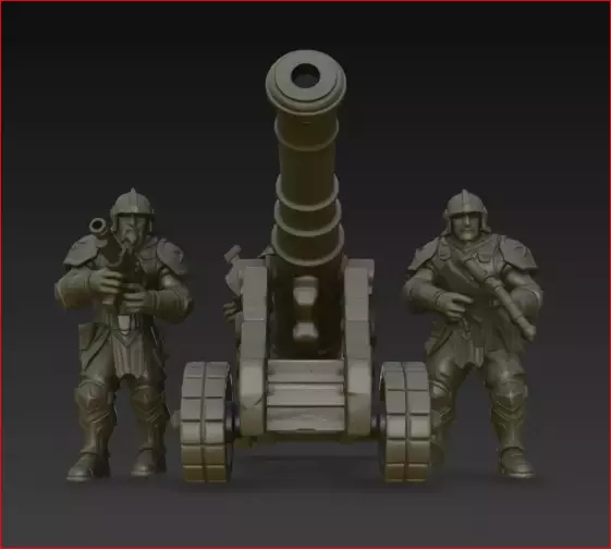 Medieval Cannon Crew Warrior Statue STL Print Model 3D print model