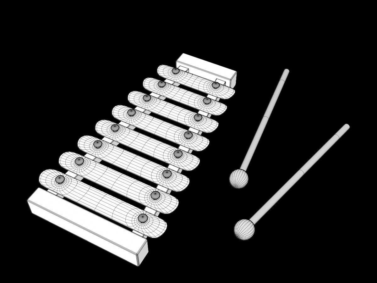 Xylophone colorful 3D model_4