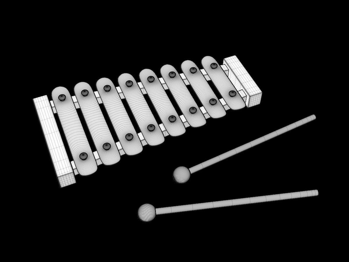 Xylophone colorful 3D model_2