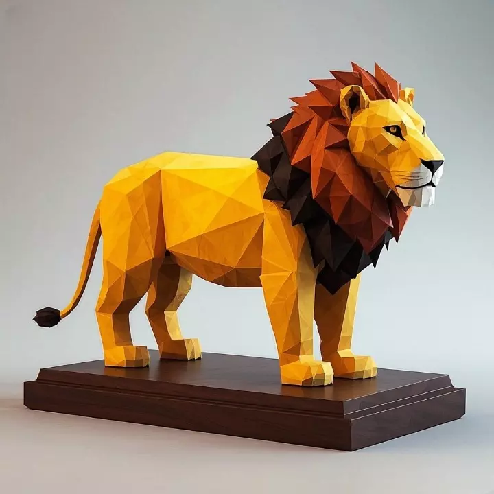 4151 Low Poly Roaring Lion art animals STL ARTE DND 3D print model