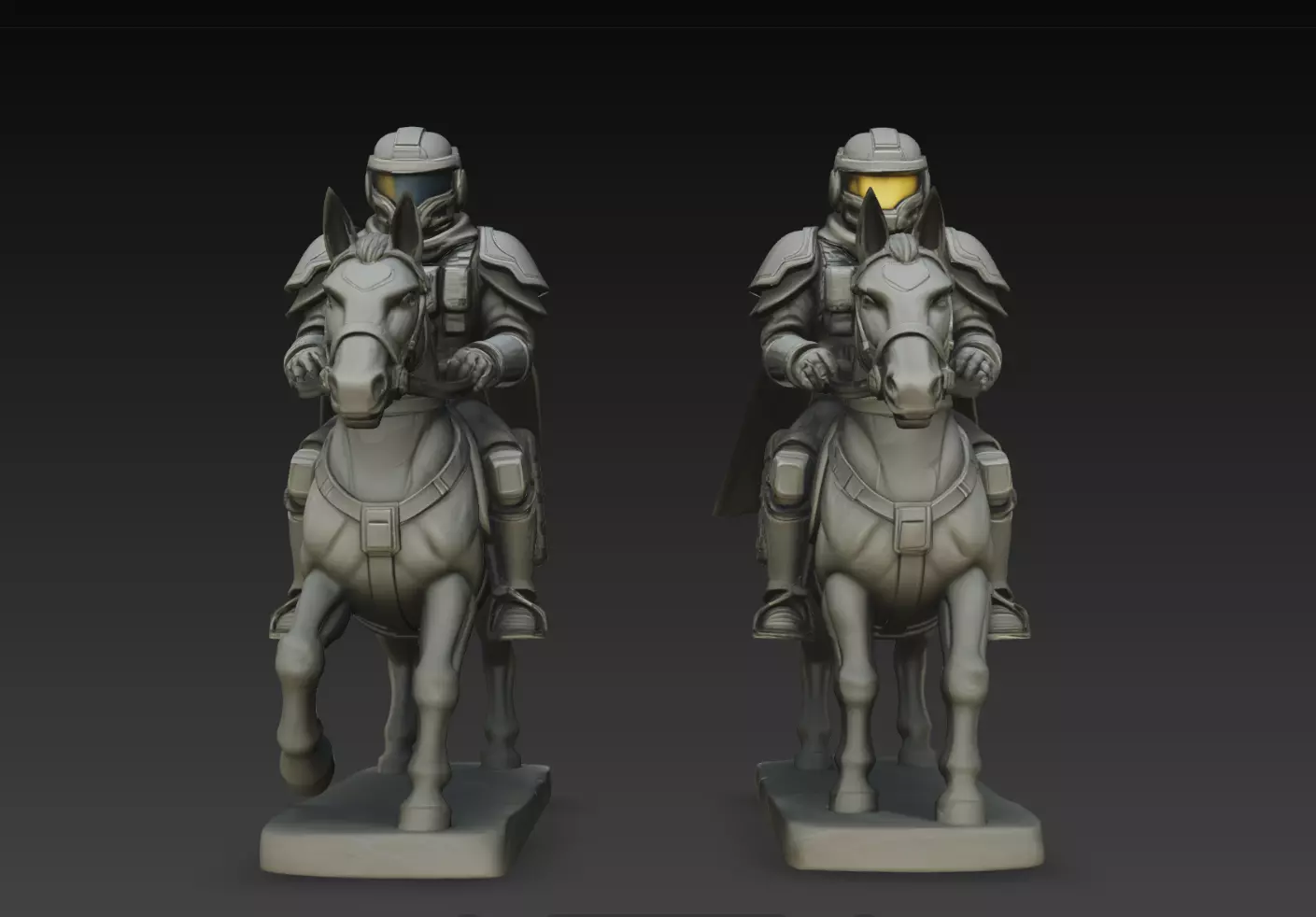 Frontline Mounted Patrol Cavalry Statue STL Print Model 3D print model