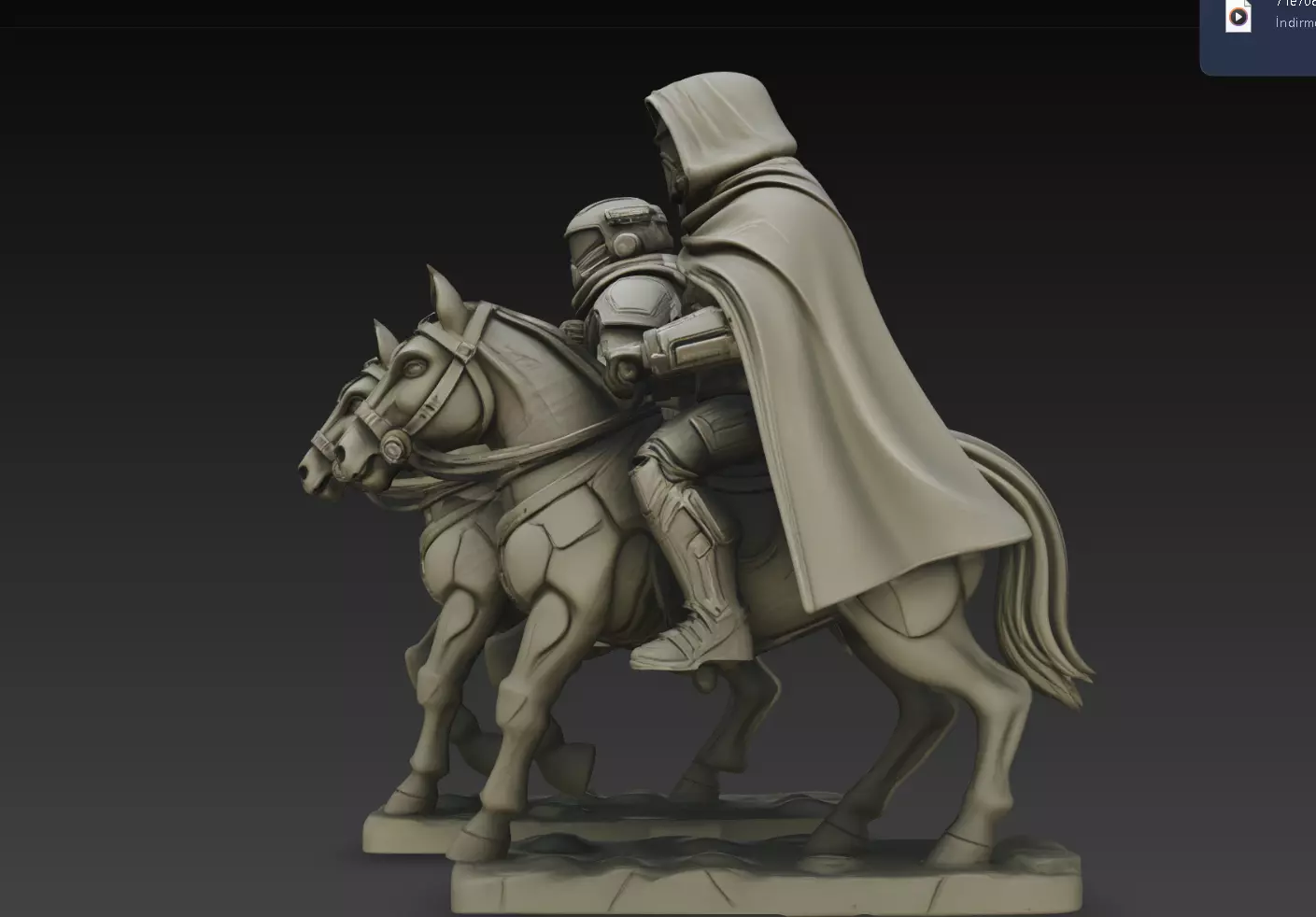 Hooded Mounted Scout Cavalry Statue STL Print Model 3D print model