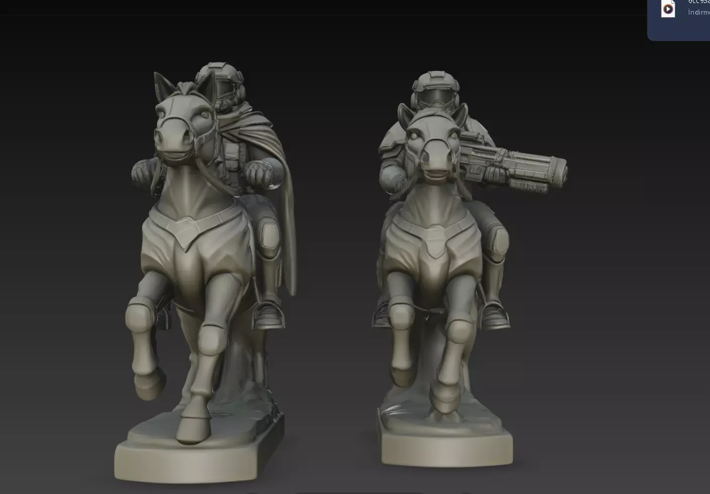 Mounted Sci Fi Cavalry Gunner Duo STL Print Model 3D print model