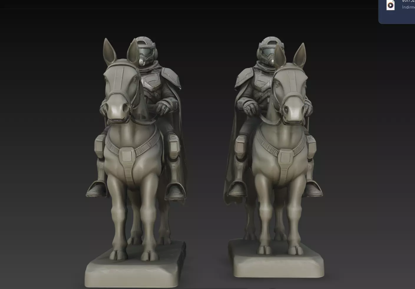 Twin Armored Cavalry Riders Statue STL Print Model 3D print model