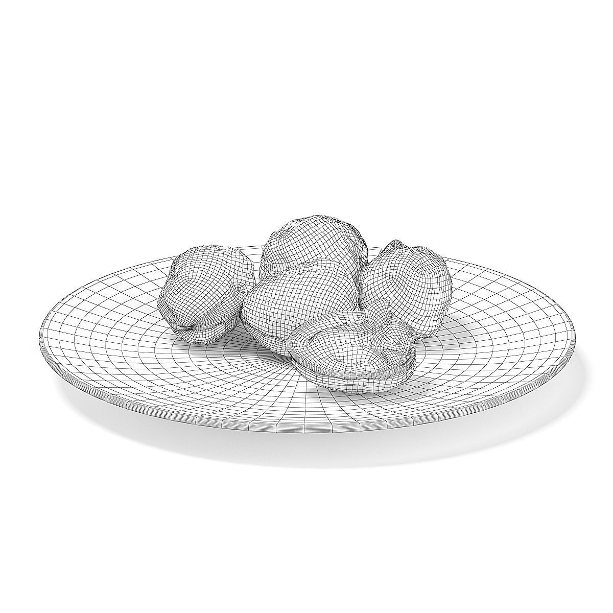 Walnuts on White Plate 3D model_1