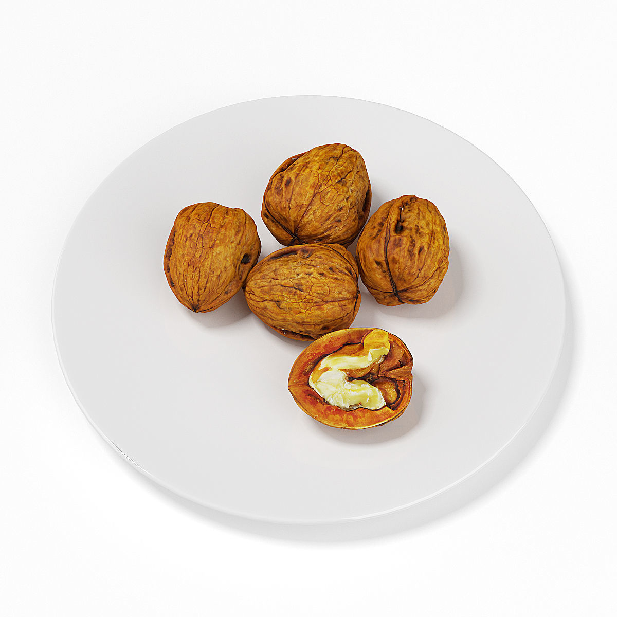 Walnuts on White Plate 3D model_4