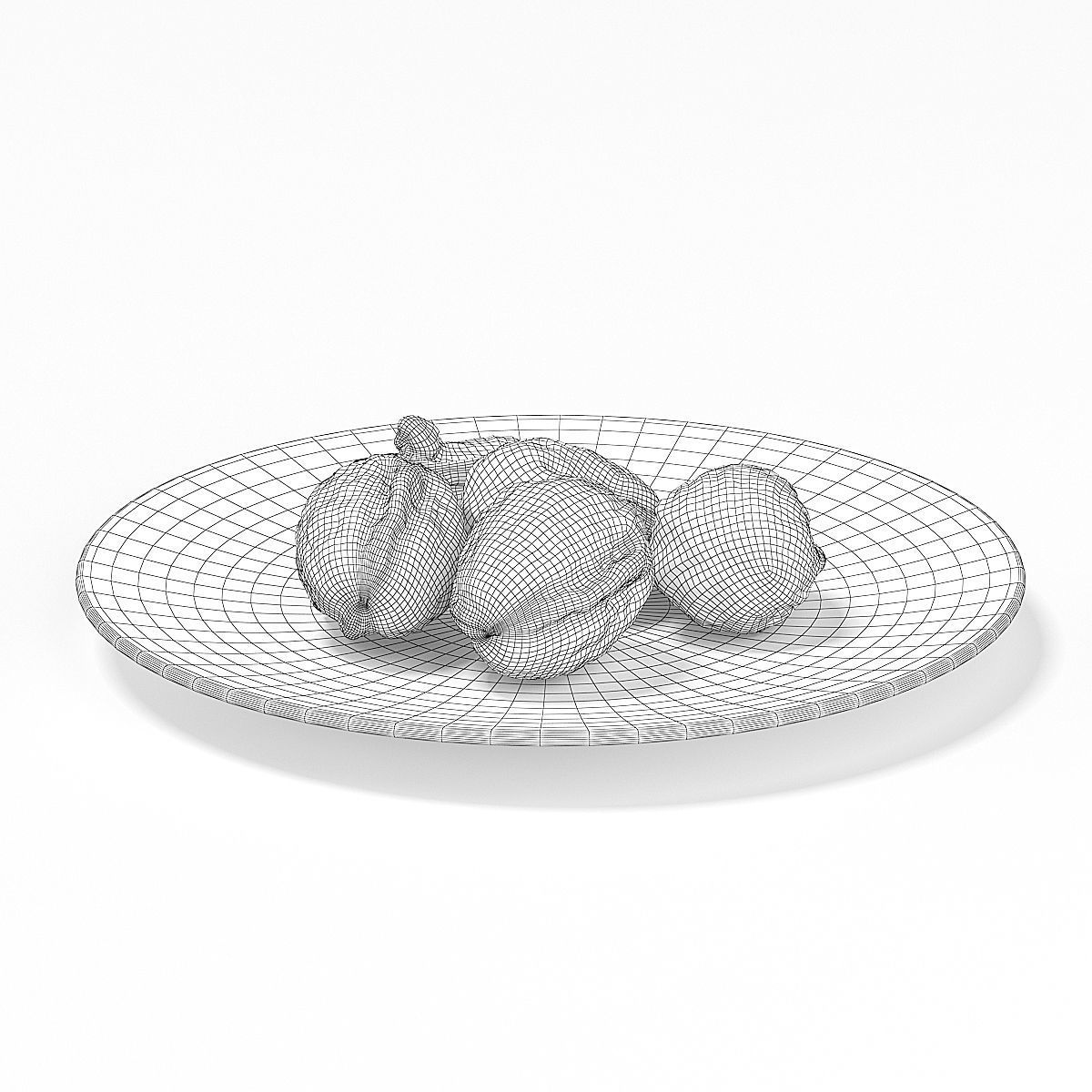 Walnuts on White Plate 3D model_3