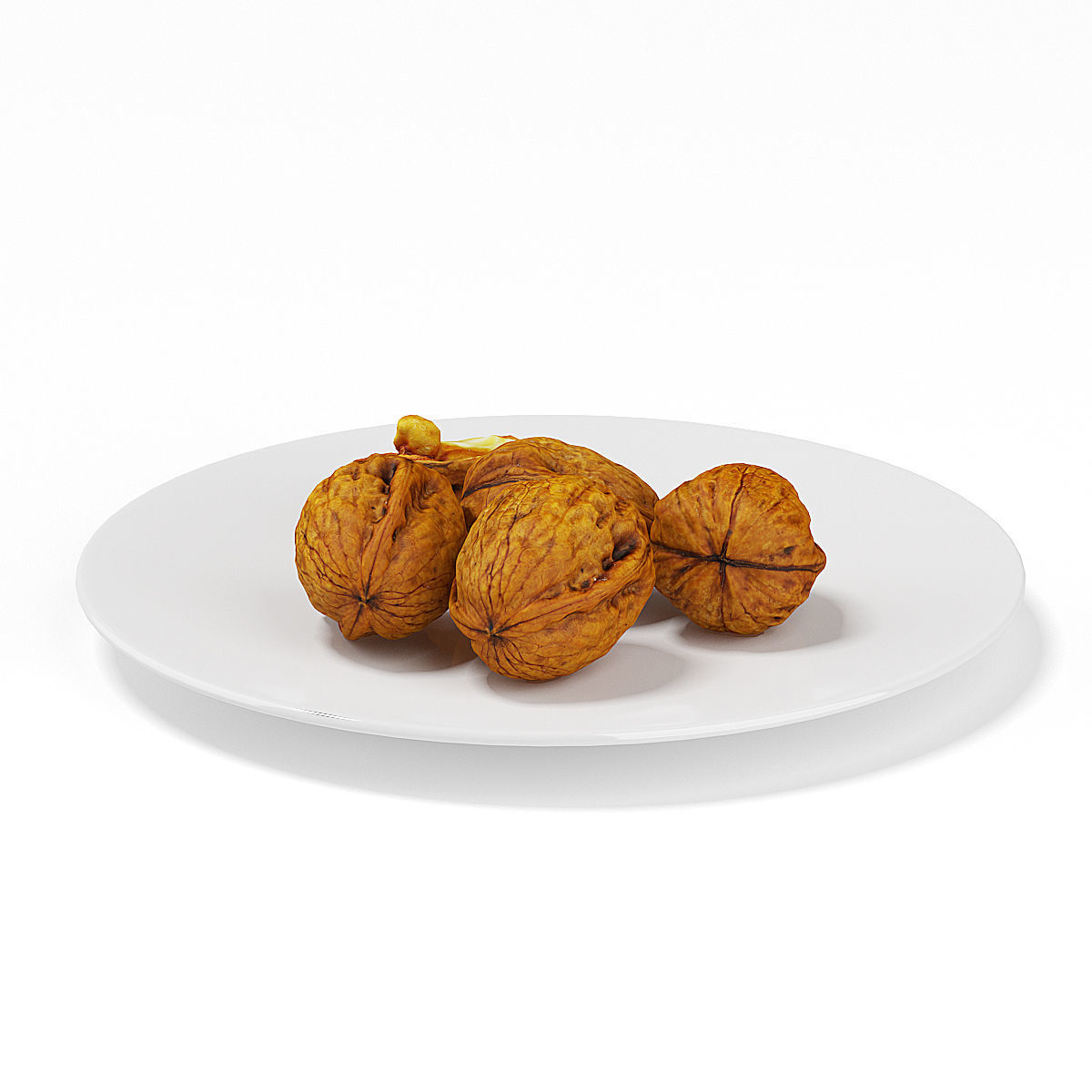 Walnuts on White Plate 3D model_2