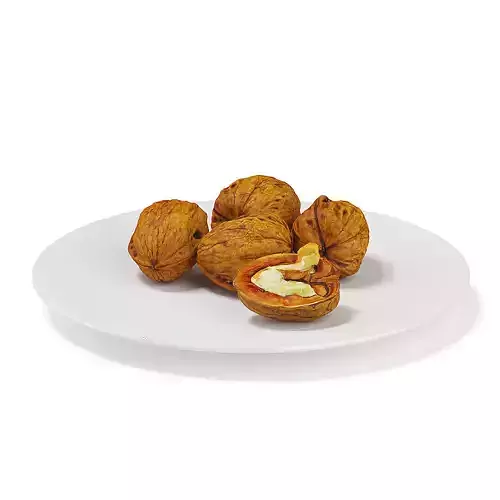 Walnuts on White Plate