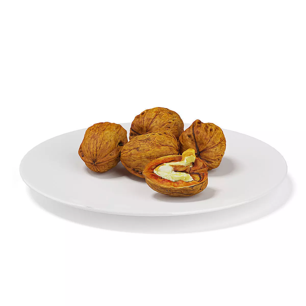 Walnuts on White Plate 3D model_0