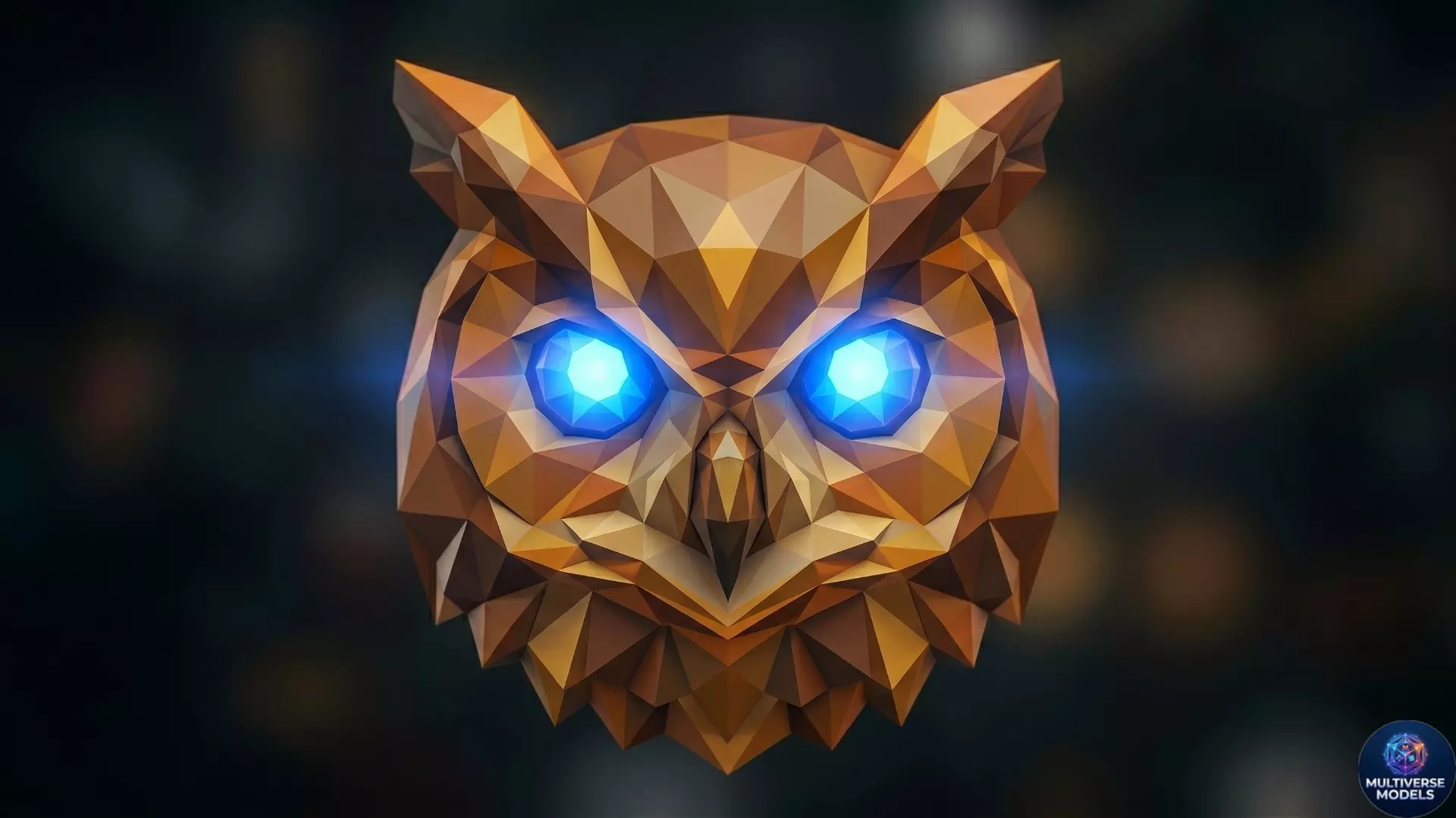 Owl Head Keychain Stylish Low-Poly 3D print model