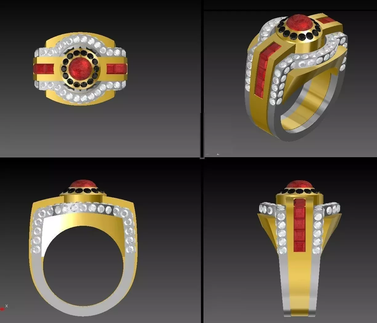 Mens Pave ring 2 tone 3D print model_0