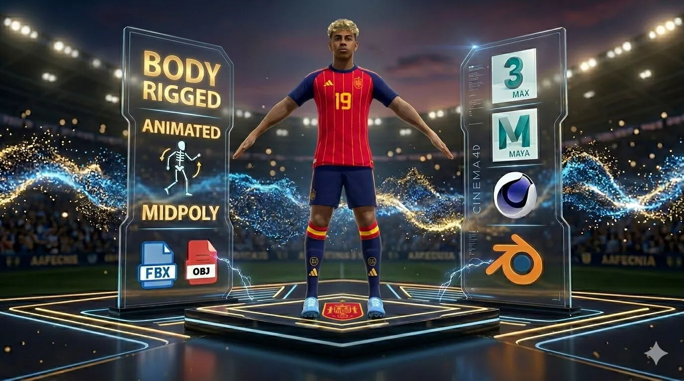 A-Pose Rigged Lamine Yamal Spain Worldcup 2026 3D model