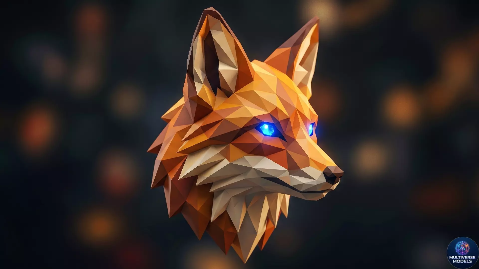 Fox Head Keychain Low-Poly 3D print model