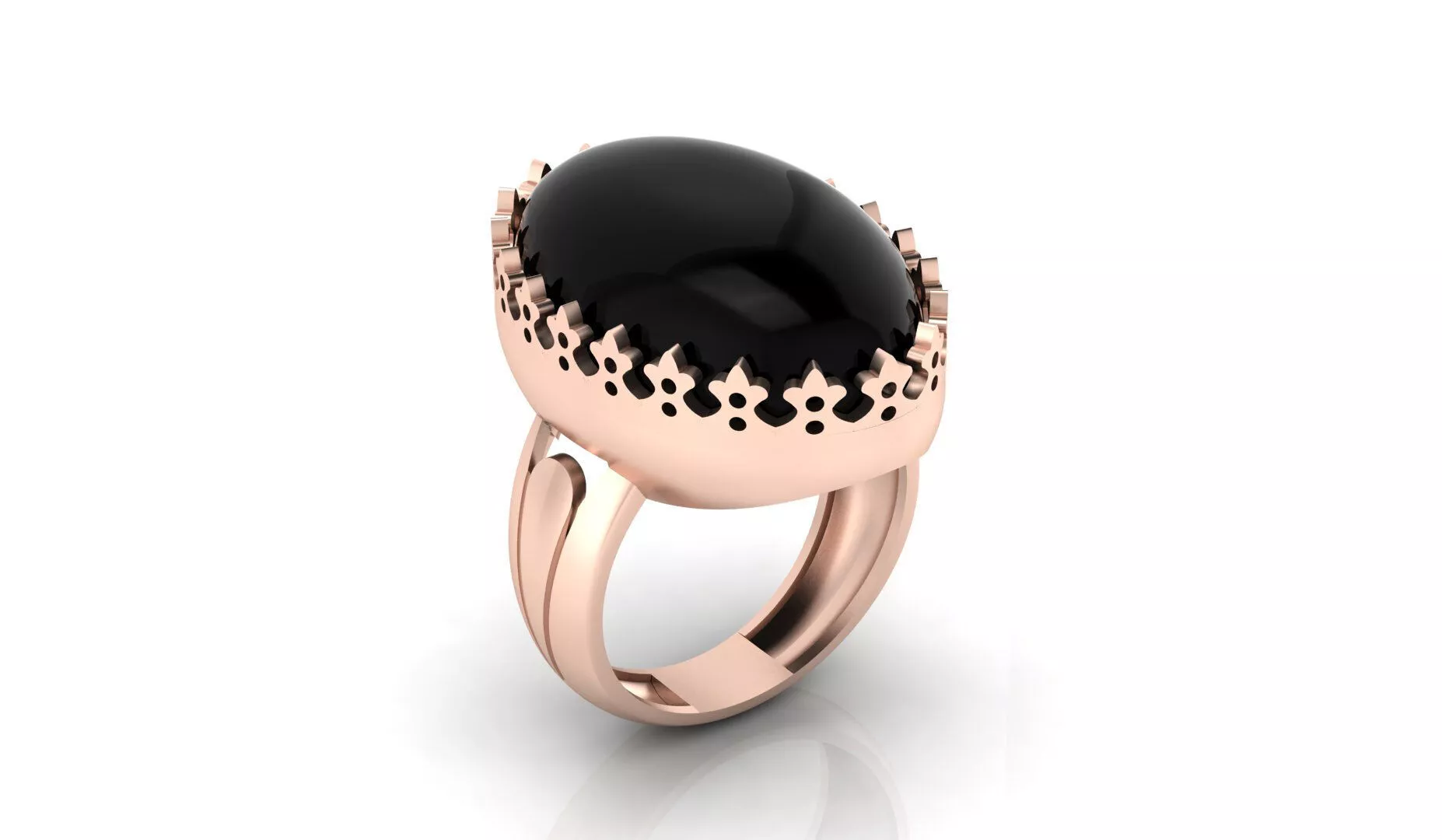 unisex oval high jewelry ring 3D print model