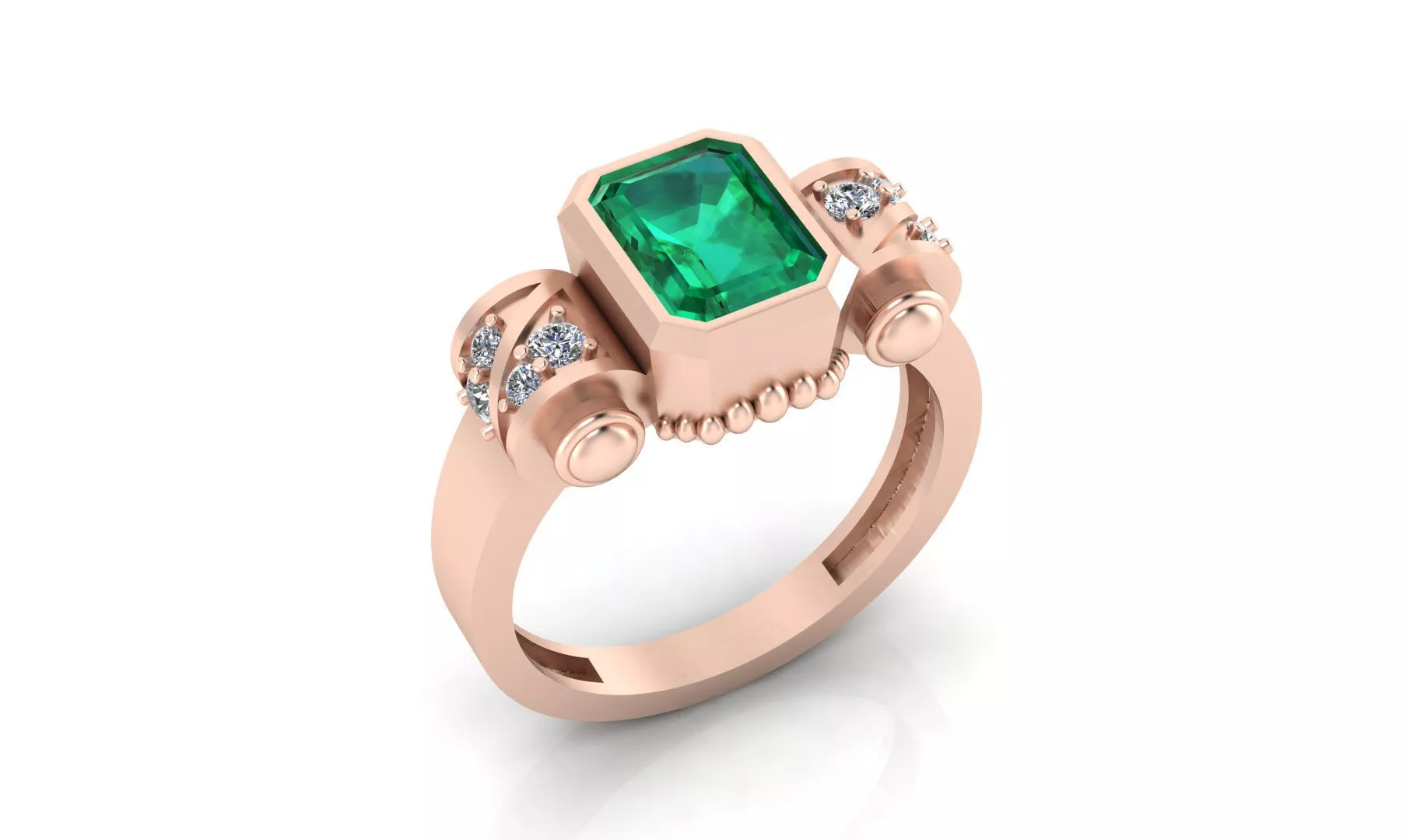 emerald unique high jewelry ring 3D print model