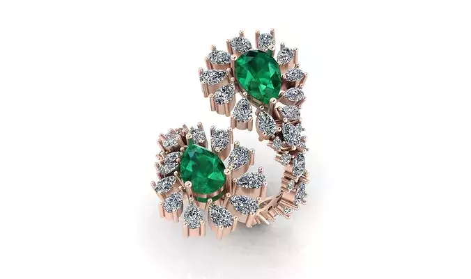 pear emerald halo pear high jewelry ring 