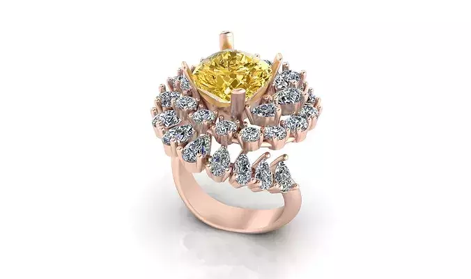 cushion halo ear and round diamond engagement high jewelry ring 