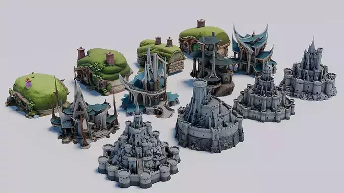 12 Modular Stylized Fantasy Building Asset Pack