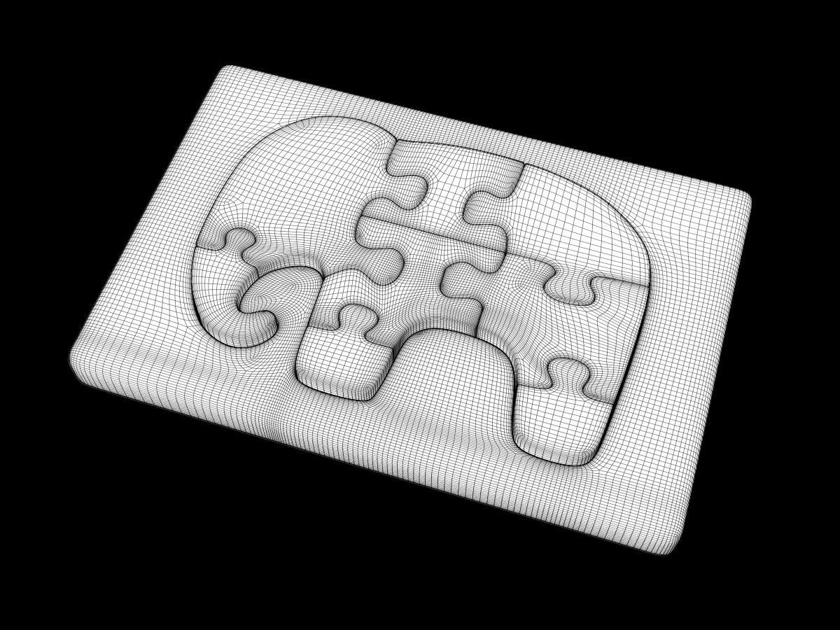 Elephant Puzzle Toy 3D model_3