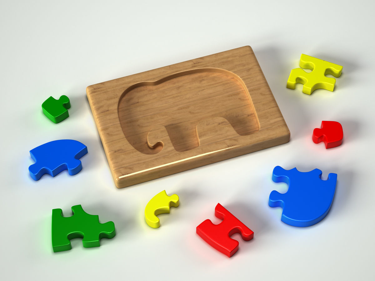 Elephant Puzzle Toy 3D model_1